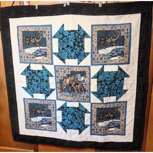 White Tail Deer Lap Quilt Wall Hanging 64"X66" Hunter Cabin Father's Day Gift